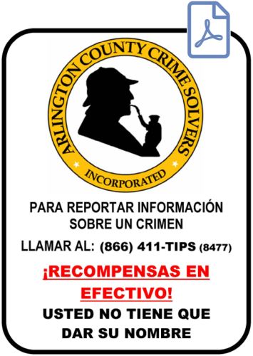 Arlington County Crime Solvers Poster - Spanish Arlington County Crime Solvers Poster - Spanish